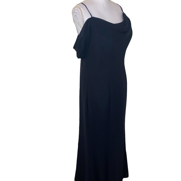 Vintage 90s Y2k Belsoie Draped Slinky Off Shoulder Maxi Evening Dress size 14 - Picture 4 of 10